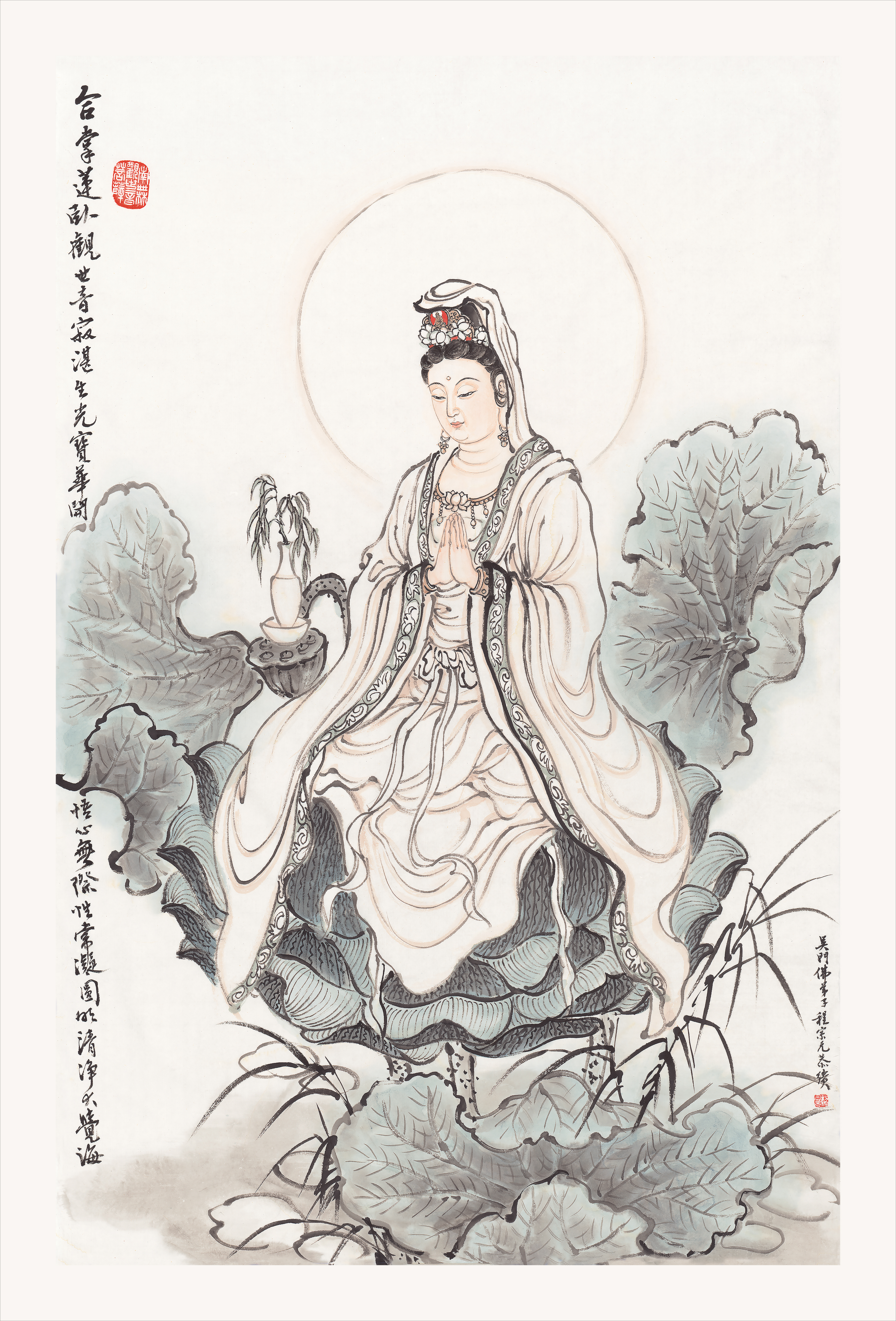 Tranh Liên Ngọa Quán Âm 